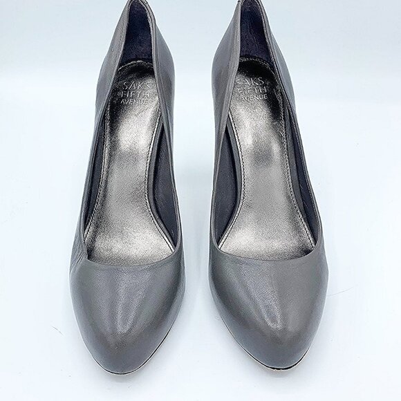 SAKS FIFTH AVE SELENA SMOKE STINGRAY LEATHER HEELS - Picture 8 of 8